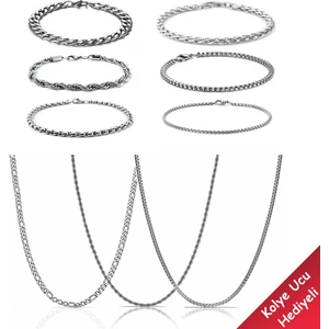 The Collection 10 Parça Set 6 Bileklik 3 Kolye 1 Sürpriz Kolye Ucu (Kolye ve Bileklik Seti)