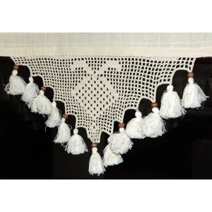 Mandaş Tekstil Buldan İşi 12'li Paket Örme El İşi Perde Danteli-Çilek Desen