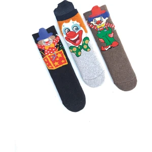 Mem Socks 3'lü Palyaço Desenli Kaydırmaz Havlu Çocuk Çorabı