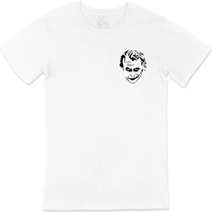 Joker Görselli Cep Logo Tasarımlı Beyaz Tişört