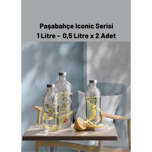 2 Boy Paşabahçe Iconic Cam Su Şişesi Seti