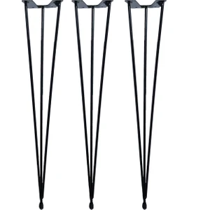 A Design Firkete Tel Sehpa Ayağı 3'lü Paket - 50 cm - Siyah Renkli