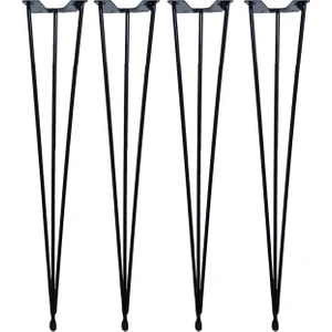 A Design Firkete Tel Sehpa Ayağı  4'lü Paket - 46 cm - Siyah Renkli