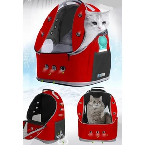 Mavi Kaktüs Kedi - Köpek Taşıma Çantası Kırılmaz Cam Hava Kanallı Yıkanabilir Kumaş