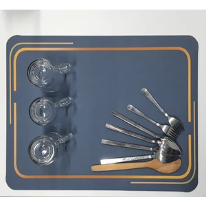 Bulaşık Kurutma Örtüsü Tezgah Üstü Bulaşık Matı Süper Emici Bulaşıklık ( 49*40 )Cm