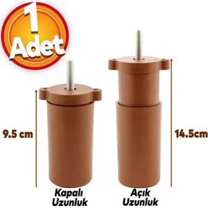 Gizli Mobilya Kanepe Sehpa Koltuk Orta Destek Ayağı Ayarlanabilir 9.5 cm Kahverengi Baza Ayak