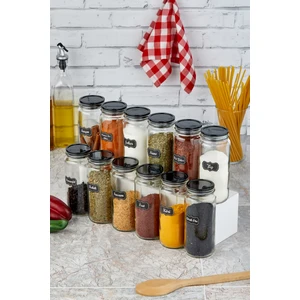 Fbz Home 12'li Büyük Boy Cam Kavanoz Saklama Kabı Baharatlık Seti Süper Set 500 ml (Etiket Hediyeli)