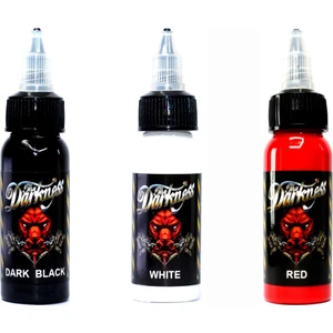 Dövme Boyası Seti 3 Renk  Siyah Kırmızı Beyaz 30 ml
