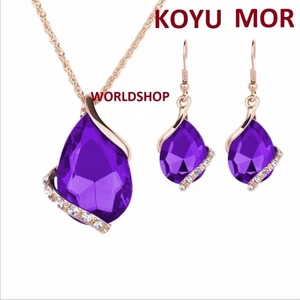 Büyük Taşlı Büyük Swarovski Taşlı Takı Seti 18 Gp