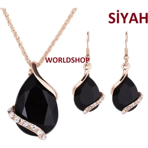 Büyük Taşlı Büyük Swarovski Taşlı Takı Seti 18 Gp