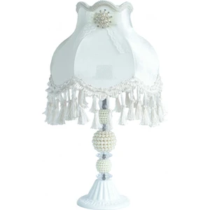 Kadife Kaplı Çiçek Dekorlu Abajur