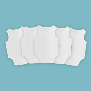 5'li Bebek Atlet Body Zıbın Çıtçıtlı Ekru 100% Pamuk 6-9 Ay