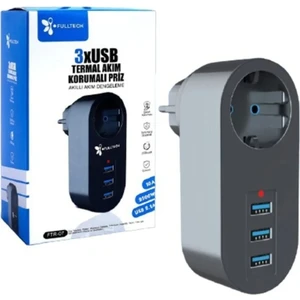 Termal Akım Korumalı Tekli Priz - Akıllı Akım Dengeleme  3xusb- Isıya Karşı Dayanıklı