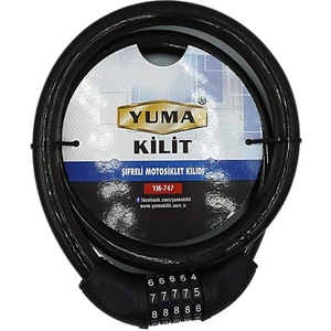 YM-747 120CM 20MM 5 Şifreli Siyah Motorsiklet Kilidi