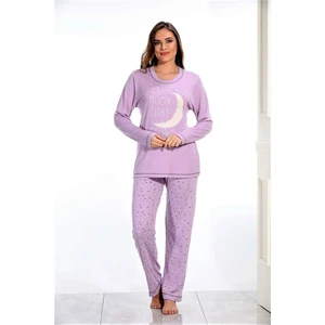 Kışlık Uzun Kol Kadın Pijama Takımı  Eflatun