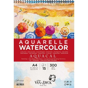Van Dyck Aquacal Coldpres A4 Üstden Spiralli Suluboya Blok 15 Yaprak Ince Dokulu