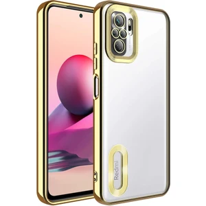 Xiaomi Redmi Note 10S Kılıf Kamera Korumalı Logo Gösteren Şeffaf Kapak