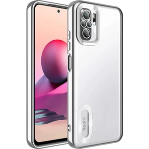 Xiaomi Redmi Note 10S Kılıf Kamera Korumalı Logo Gösteren Şeffaf Kapak