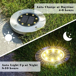 Solar Güneş Enerjili 8 Ledli Kazıklı Çim Zemin Bahçe Aydınlatma 3 W Gün Işığı Sarı Led 12'li Set