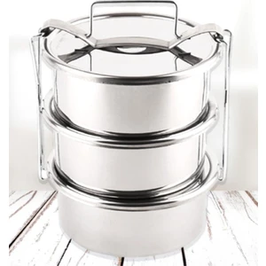 15X6CM 4 Kap Isıtılabilir Sefer Tası 4-5 Kişilik Paslanmaz Çelik Yemek Taşıma Kabı 750ML X4=3 Litre