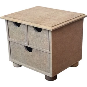 Altınyapı Hobi Market Makyaj Kutusu 3 Çekmeçeli Mdf Boyasız