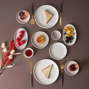 Cordelia Grey 26 Parça 6 Kişilik Porselen Kahvaltı Servis Takımı