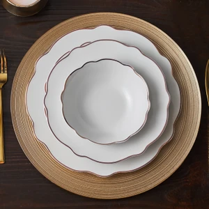 Daisy Rose Wave Shape 24 Parça 6 Kişilik Şık Tasarımlı Porselen Yemek Seti