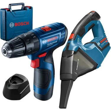 Bosch Professional GSB 120-LI 2Ah Çift Akülü Darbeli Delme/Vidalama + GAS 12V Süpürge