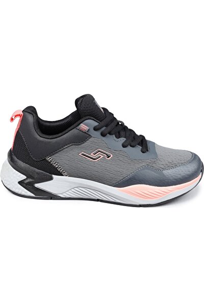 JUMP 26780 Siyah - Gri - Somon Pembe Kadın Günlük Rahat Yürüyüş Koşu Sneaker Spor Ayakkabı