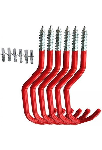 2x 6/set Bisiklet Kancaları Depolama Tavan Askısı Garaj Bahçe Aracı Kürek Organizatörü
