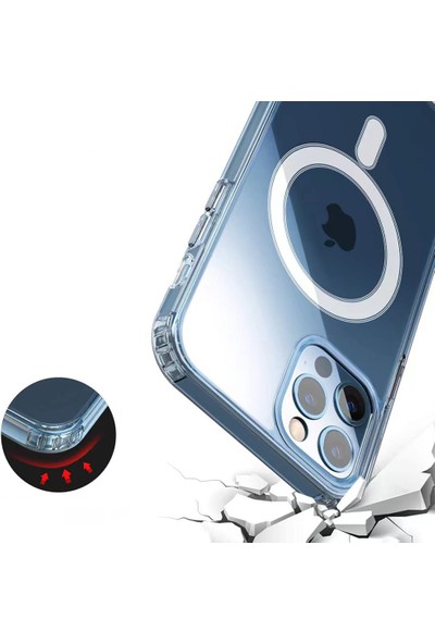 Apple iPhone 14 Pro Kılıf Magsafe Şarj Özellikli Şeffaf Sert Pc Zore Embos Sararmayan Kapak