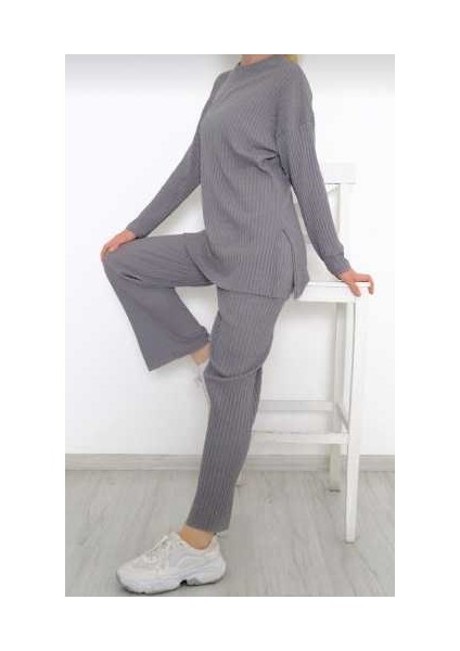 Kaşkorse Fitilli Kadın Alt-Üst Pijama Takımı