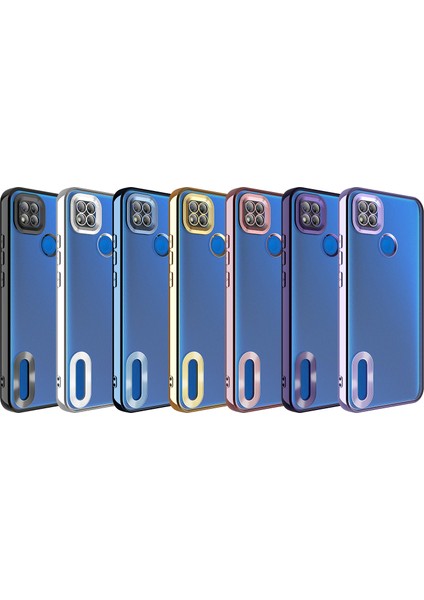 Xiaomi Redmi 9c Kılıf Logo Gösteren Parlak Kenarlı Kamera Lens Korumalı Şeffaf Omega Silikon Kapak