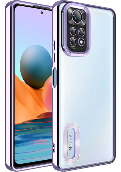 Xiaomi Redmi Note 11 Pro Kılıf Logo Gösteren Parlak Kenarlı Kamera Lens Korumalı Şeffaf Omega Silikon Kapak