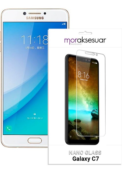 Samsung Galaxy C7 Nano Kırılmaz Cam Ekran Koruyucu Ince Esnek