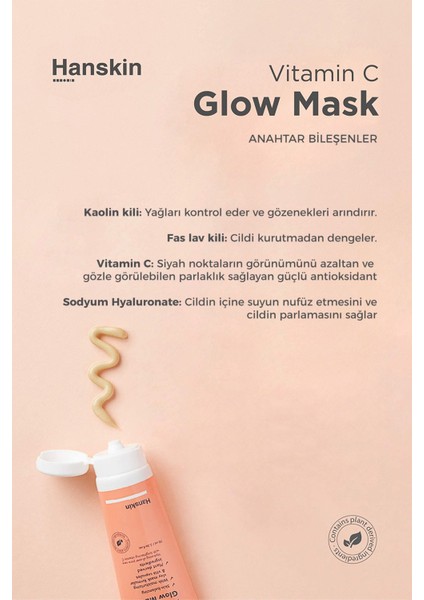 Vitamin C Glow Mask-C Vitaminli Kil Maskesi(Siyah Nokta/ /Nemlendirici ) [ 70ml ]