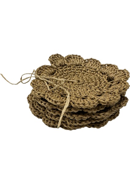 El Örgüsü Kağıt Ip 6 Lı Bardak Altlığı Çiçek Desen fiyatları