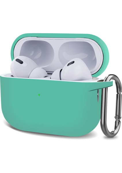 Airpods Pro 2.nesil Kılıf Askılı Mat Silikon Mint Yeşili