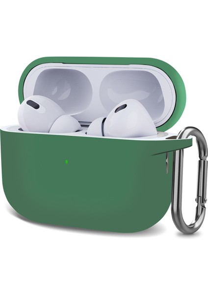 Airpods Pro 2.nesil Kılıf Askılı Mat Silikon Yeşil
