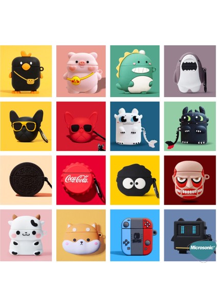 AirPods 3. Nesil Kılıf Cartoon Figürlü Silikon Crtn-Fgr-Mnstr-Mke