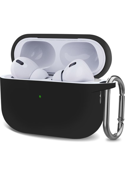 Airpods Pro 2.nesil Kılıf Askılı Mat Silikon Siyah