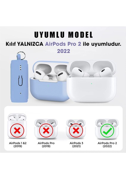 Airpods Pro 2.nesil Kılıf Askılı Mat Silikon Siyah