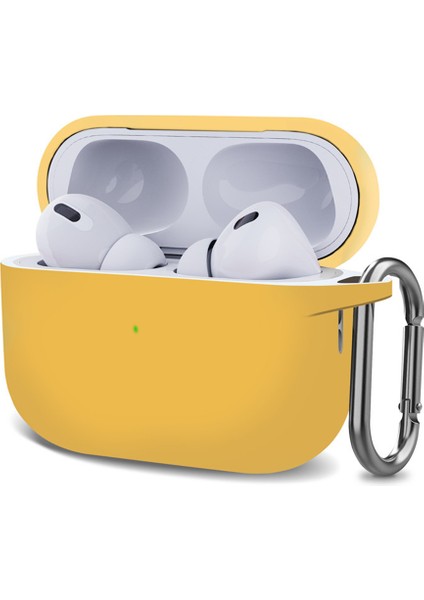 Airpods Pro 2.nesil Kılıf Askılı Mat Silikon Sarı