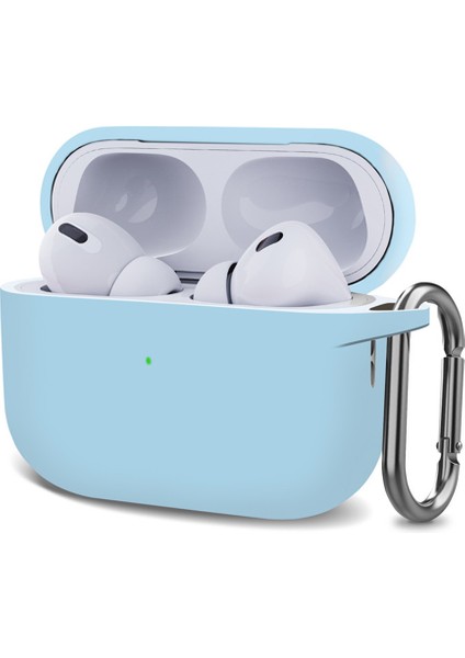Airpods Pro 2.nesil Kılıf Askılı Mat Silikon Açık Mavi