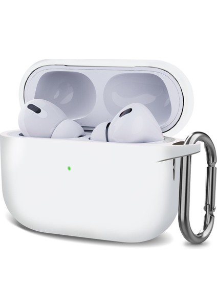 Airpods Pro 2.nesil Kılıf Askılı Mat Silikon Beyaz