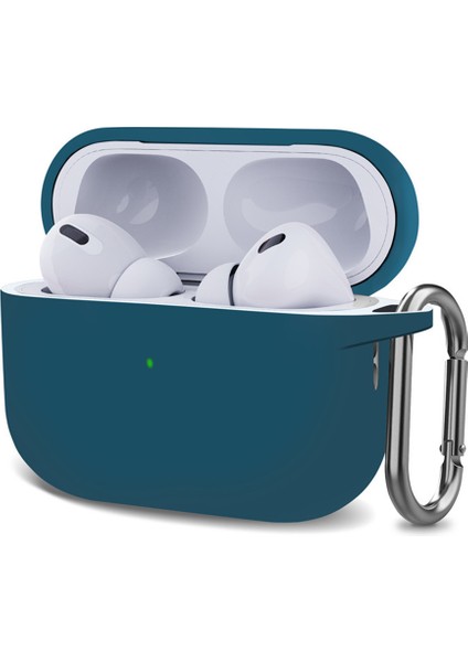 Airpods Pro 2.nesil Kılıf Askılı Mat Silikon Koyu Mavi