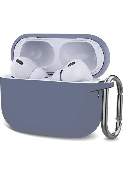 Airpods Pro 2.nesil Kılıf Askılı Mat Silikon Lavanta Grisi