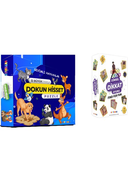 Sevimli Hayvanlar Dokun Hisset Puzzle - Clup Görsel Dikkat Oyun