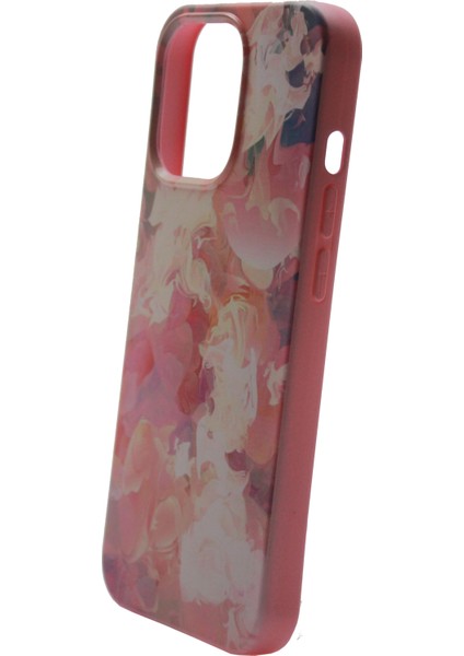 Apple iPhone 13 Pro Kılıf Pembe Resimli Liquid 3D Desenli Kapak