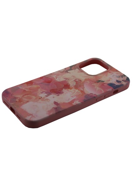 Apple iPhone 13 Pro Kılıf Pembe Resimli Liquid 3D Desenli Kapak